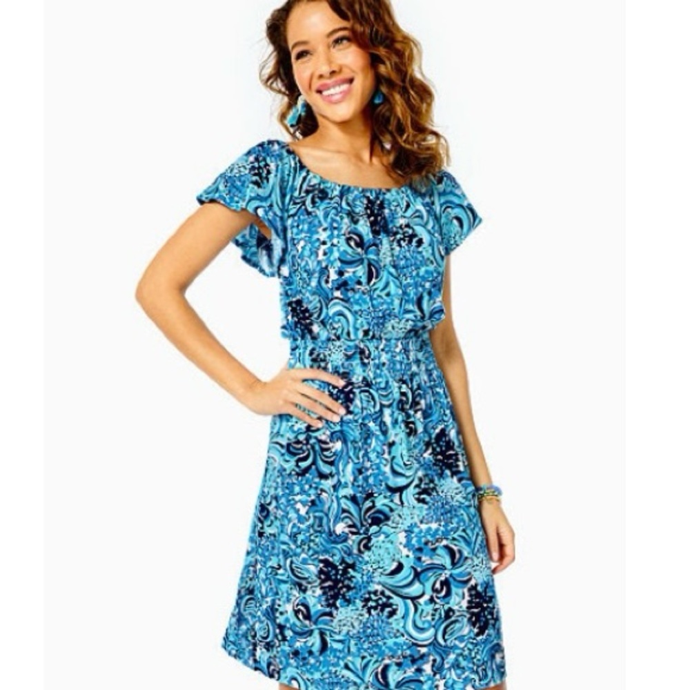 Lilly Pulitzer XL Clarette Dress in Resort White Mermazing